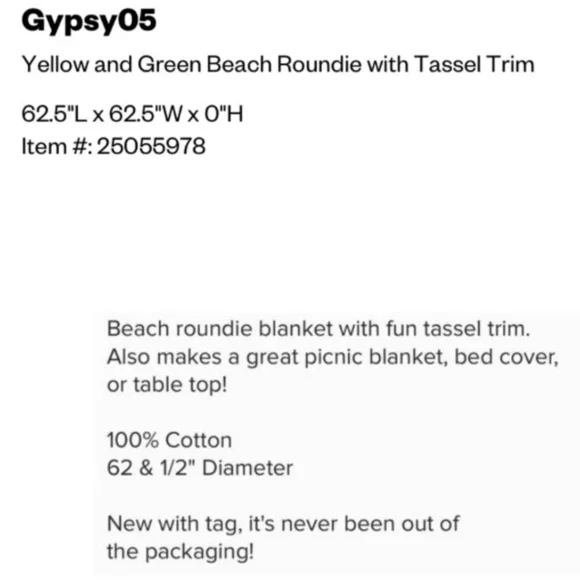 NWT Gypsy Boho Beach Roundie - Picture 4 of 4